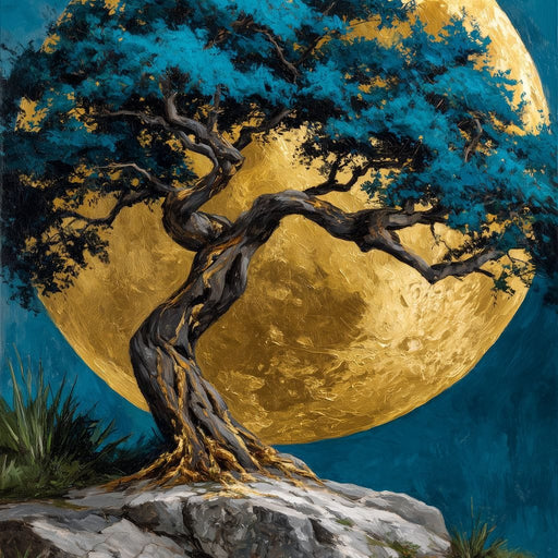 Golden Moonlit Tree Reverie Canvas Print