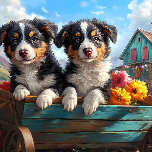 Puppy Paradise in Bloom Canvas Print