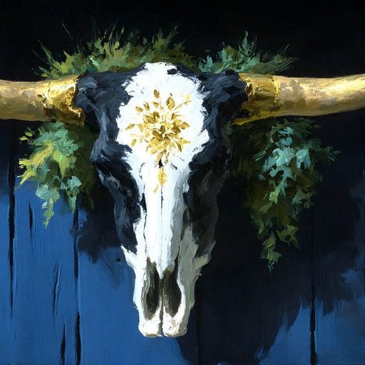 Golden Longhorn Skull Rustic Canvas Print