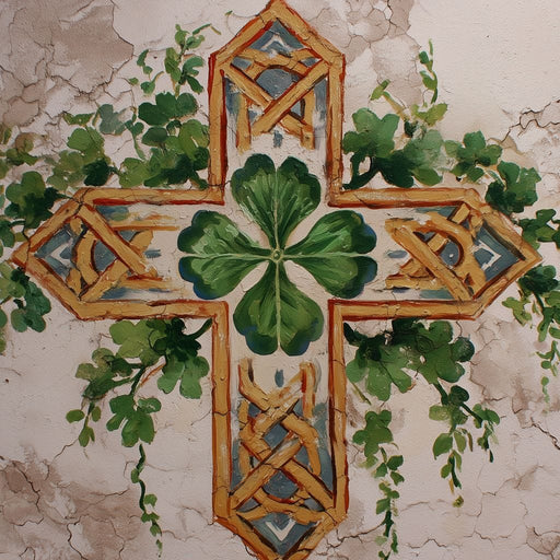 Celtic Cross Clover Wreath Canvas Print