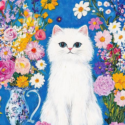 Floral Harmony Kitty Canvas Print