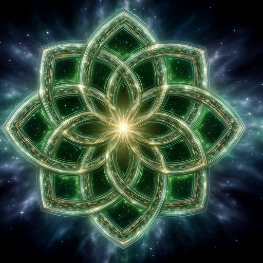 Celestial Green Knot Mandala Canvas Print