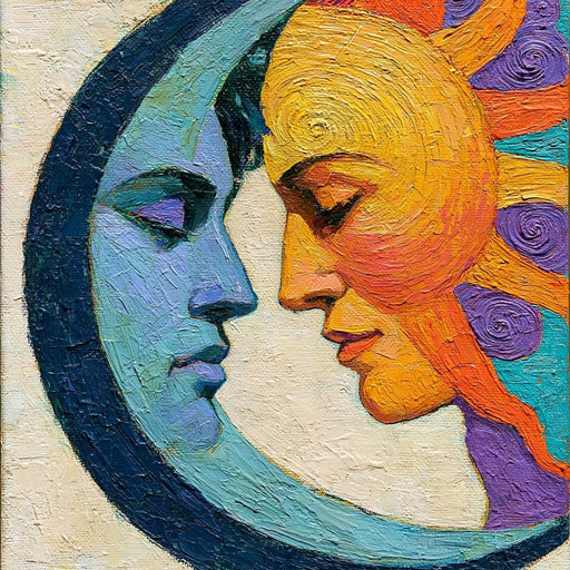 Celestial Lovers Meeting Across Time Canvas Print