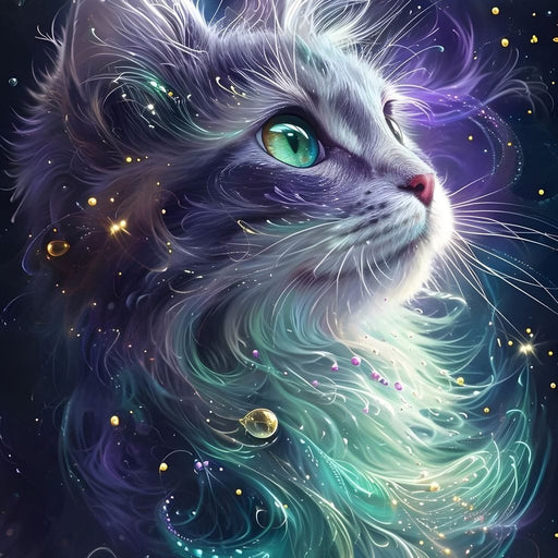 Starlit Feline Nebula Dreams Canvas Print
