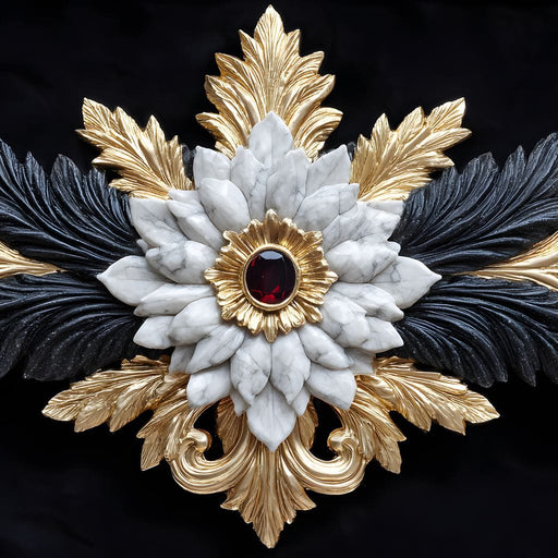 Baroque Marble Gold Ruby Emblem Canvas Print