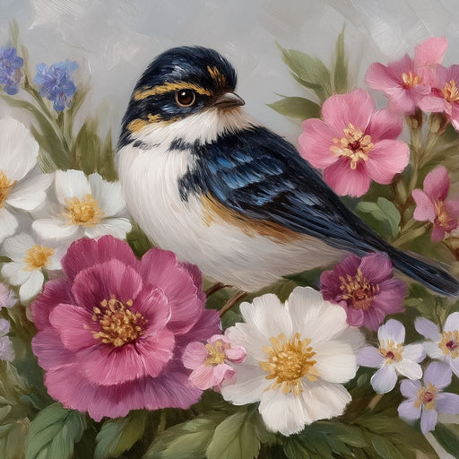 Songbird Garden Bouquet Oil Style Canvas Print