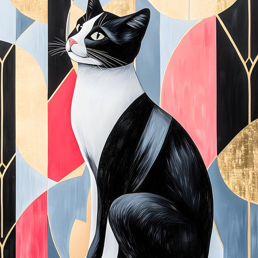 Geometric Feline Elegance Canvas Print