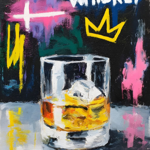 Whiskey Crown Rocks Glass Neon Canvas Print
