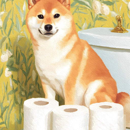 Shiba Guarding Bathroom Rolls Canvas Print