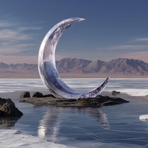 Silver Crescent Over Salt Flats Canvas Print