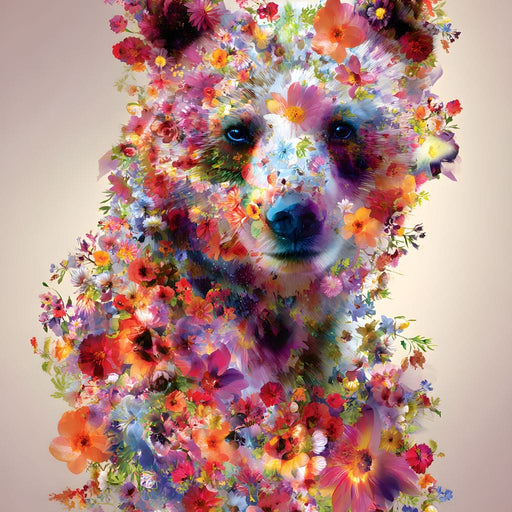 Floral Bear Wild Garden Portrait Canvas Print