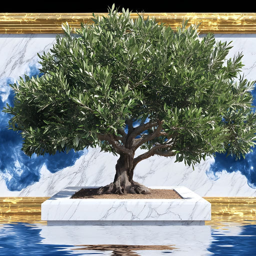 Golden Framed Olive Dawn Marble Canvas Print