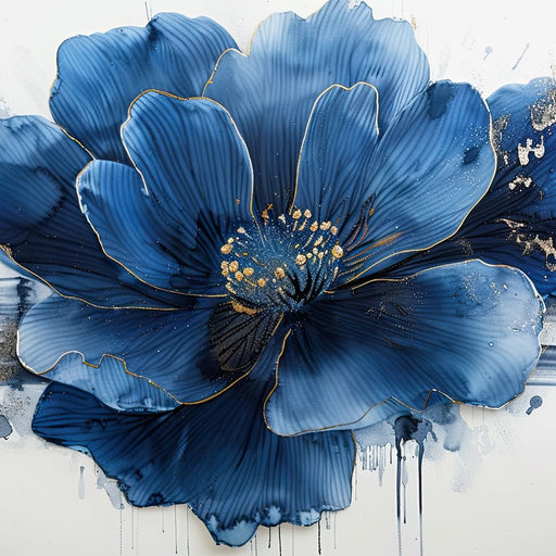 Sapphire Petals with Gold Dew Canvas Print