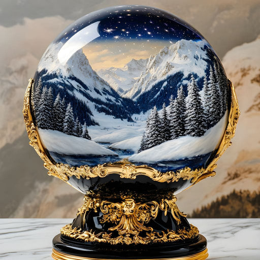 Majestic Alpine Nocturne Winter Globe Canvas Print