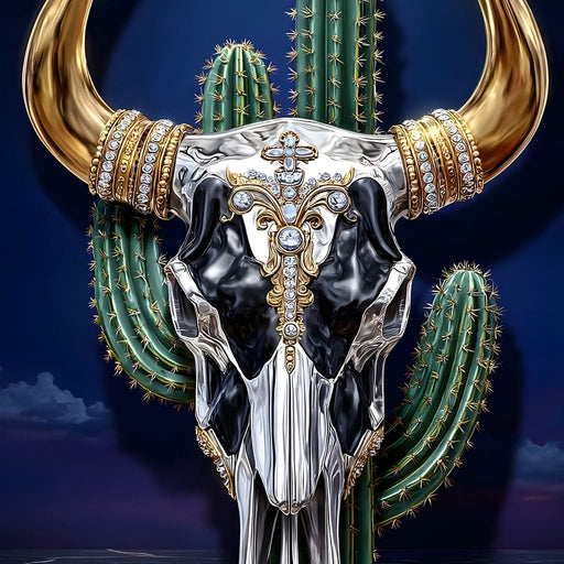 Golden Bull Skull Desert Luxe Canvas Print