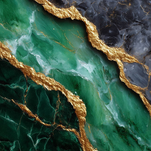 Gilded Emerald Marble Rift Canvas Print