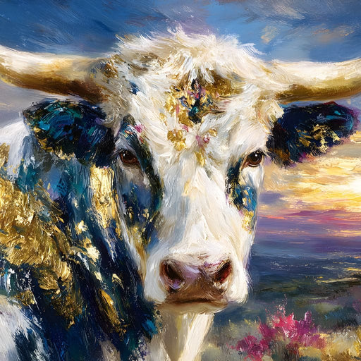 Golden Highland Cow Sunset Canvas Print