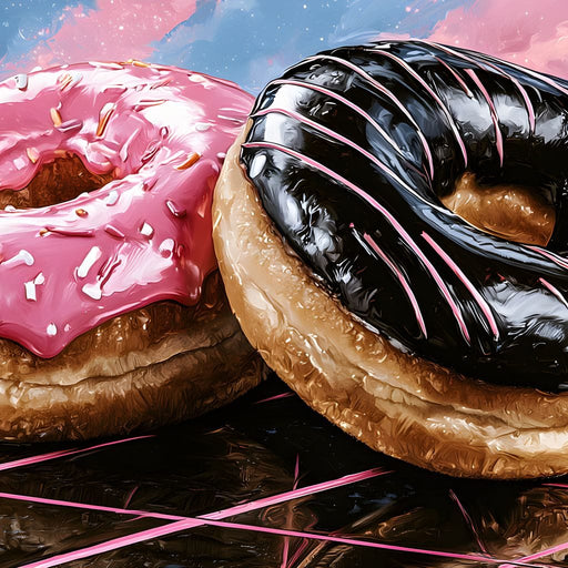 Cosmic Confectionery Over Neon Grids Canvas Print