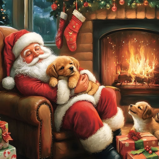 Cozy Christmas Eve With Puppies Canvas Print