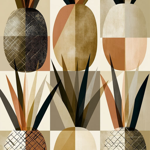Geometric Tropical Pineapples Study Canvas Print
