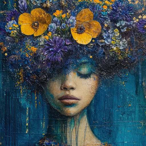 Floral Dreams in Indigo Depths Canvas Print