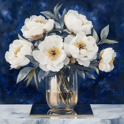 Peony Elegance Midnight Blooms Canvas Print