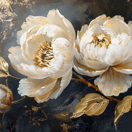 Golden Petals on Midnight Canvas Print