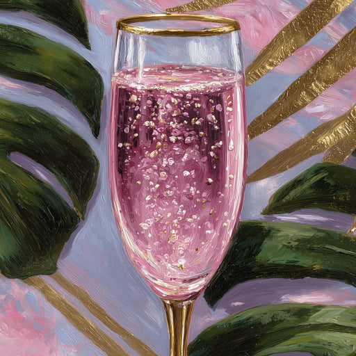 Pink Fizz Gold Palm Soiree Canvas Print