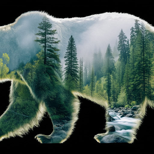 Forest Bear River Silhouette Canvas Print