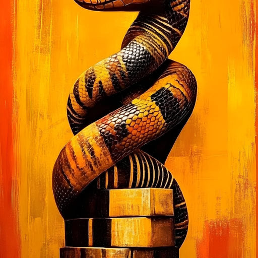 Coiled Snake Majesty on Sunlit Tower Canvas Print