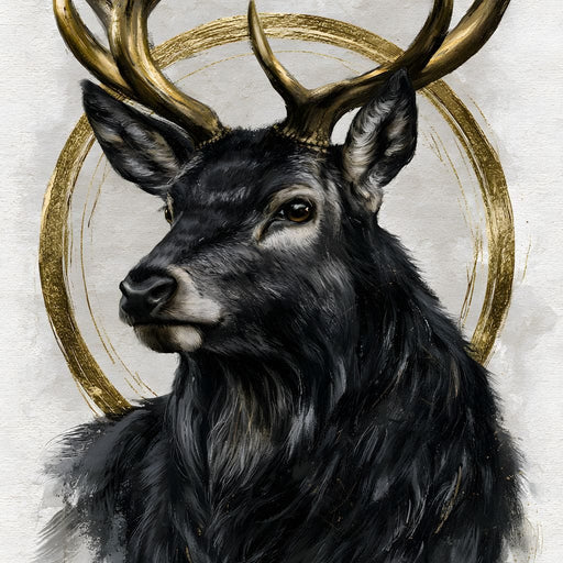 Stag of the Gilded Halo Canvas Print