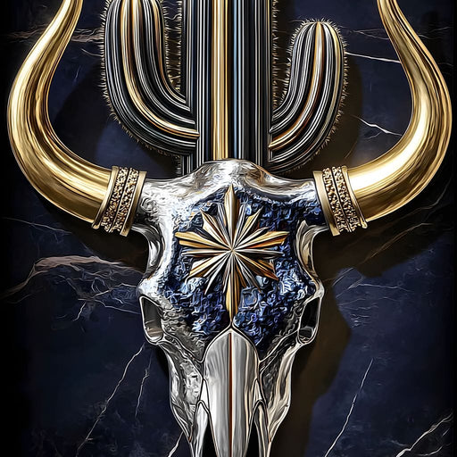 Golden Horn Desert Totem Skull Canvas Print