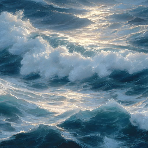 Sunlit Ocean Cresting Waves Canvas Print