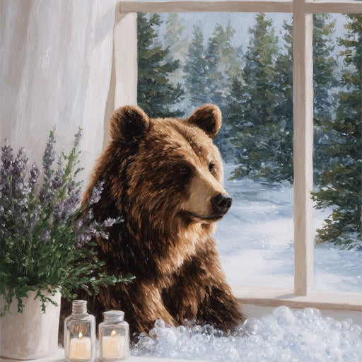 Bear by Winter Window Light Canvas Print