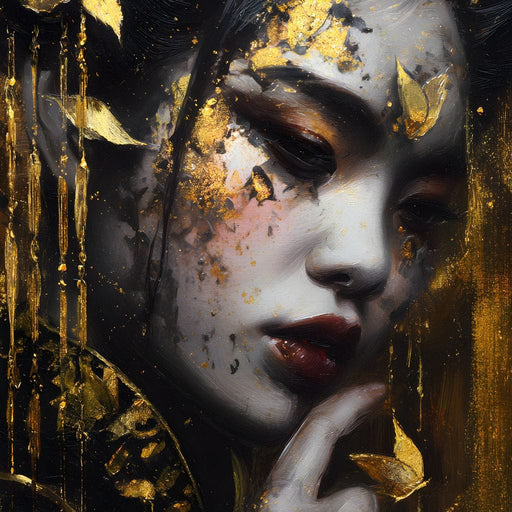 Golden Petal Muse Portrait Canvas Print