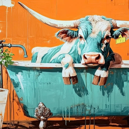 Bull in a Tub Canvas Print