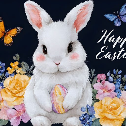 Happy Easter Bunny Watercolor Canvas Print