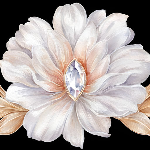 Diamond Heart Golden Peony Flair Canvas Print