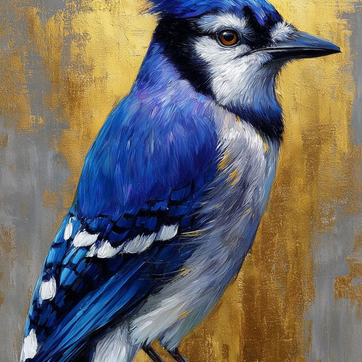 Golden Blue Jay Portrait Canvas Print