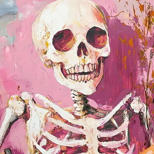 Pink Grin Skeleton Harvest Canvas Print