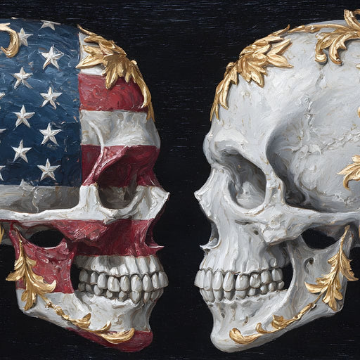 Gilded Patriotic Skull Confront Canvas Print