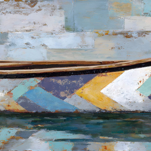 Patchwork Canoe Reflections Canvas Print