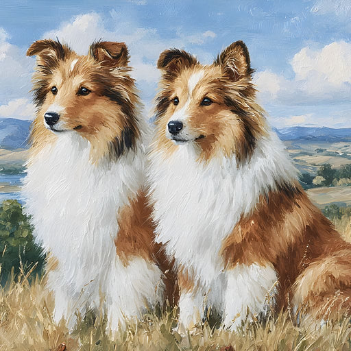 Pastoral Collie Duo Countryside Canvas Print