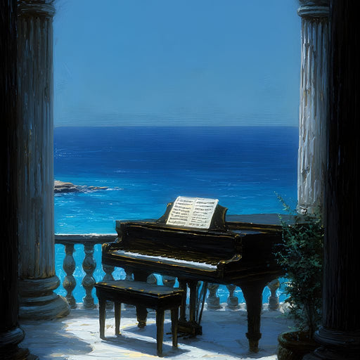 Seaside Sonata Grand Piano View Canvas Print