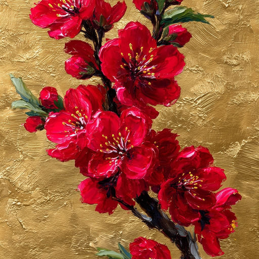 Golden Sakura Blossom Branch Canvas Print