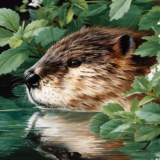 Beaver Reflection by the Lake Canvas Print