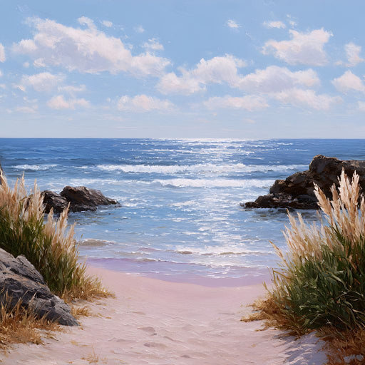 Sunlit Beachfront Pathway Escape Canvas Print