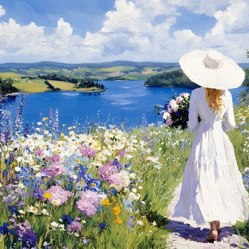 Summer Stroll by the Lake Canvas Print