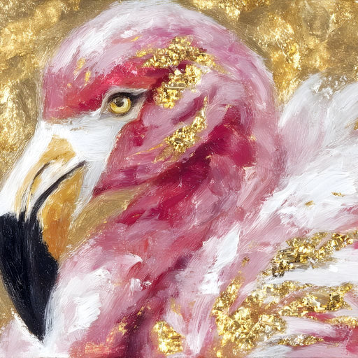 Gilded Flamingo Portrait Canvas Print