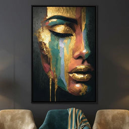 Golden Radiant Abstract Face